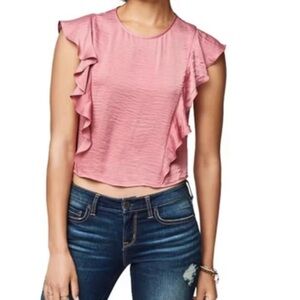Aeropostale Pink Sleeveless Ruffled Crop Blouse